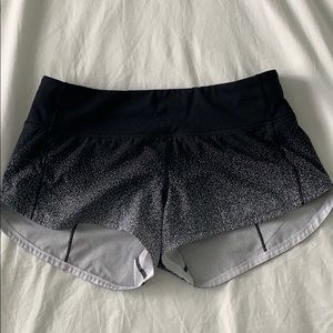 Black and White Speckled Lululemon Athletic Shorts